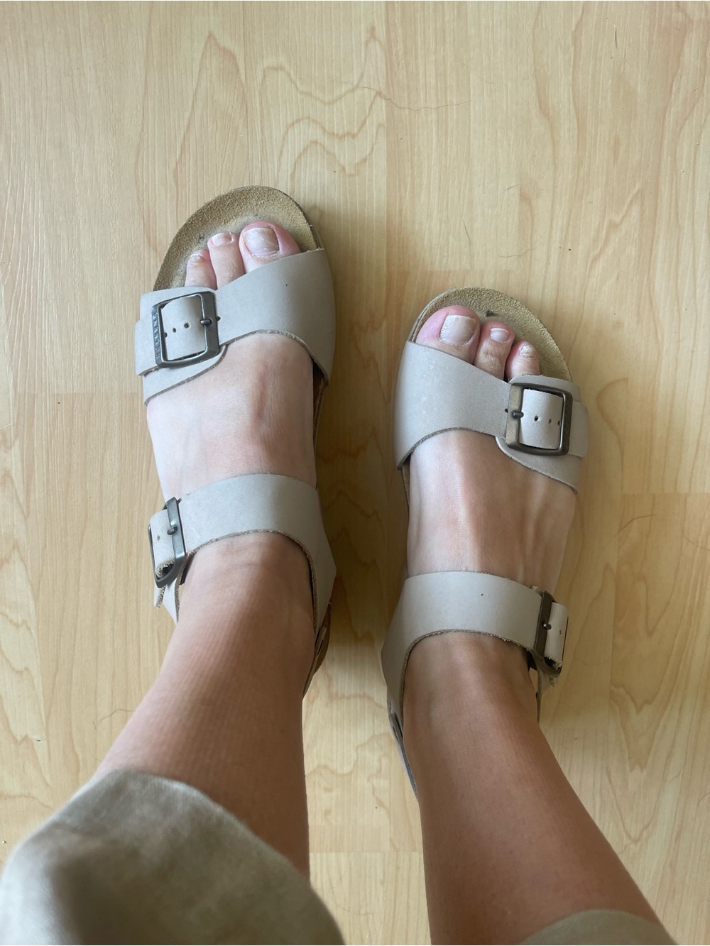 Plakton Women's Neutral Beige Buckle Cork-Style Sandals - Picture 2 of 11